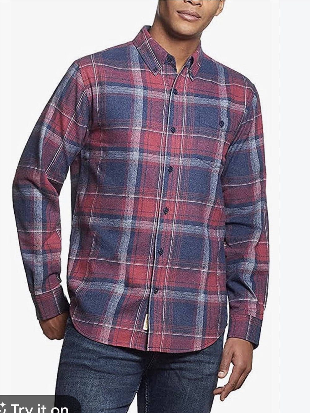 Original Weatherproof Vintage Red & Gray Button Up
